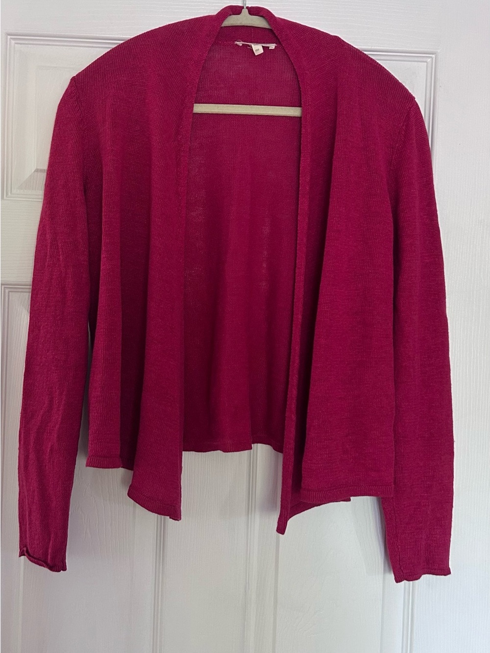 Eileen Fisher Cardigan Sweater Size Medium Petite Pink Linen Open Front